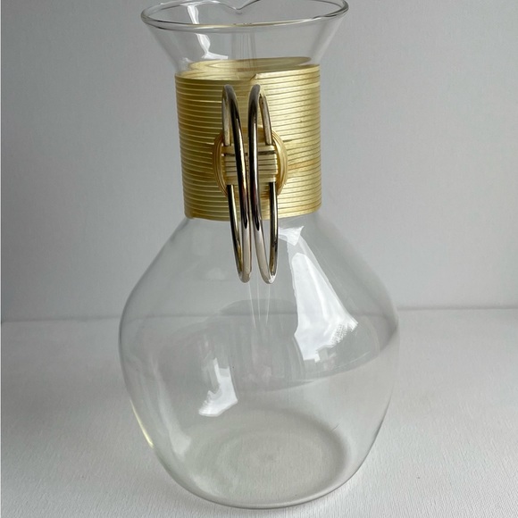 Vintage, MCM Minimalist Glass Carafe with Brass Handle - Picture 7 of 10